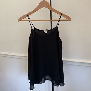 Paper Crane draped glittery black tank size small